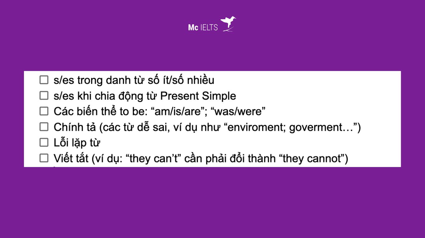 Checklist kiểm tra các lỗi vặt có thể mắc phải khi viết