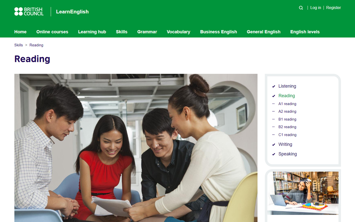 Web luyện Reading IELTS British Council