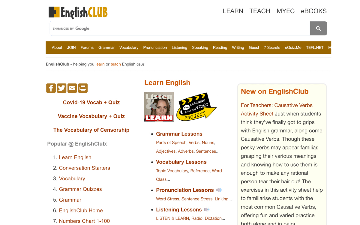 Web luyện Reading IELTS English Club