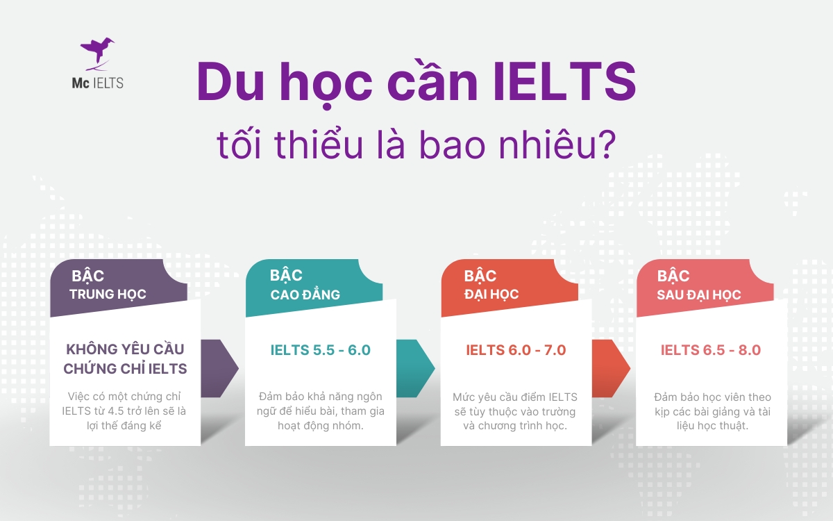 IELTS bao nhiêu để đi du học theo chương trình học nói chung?
