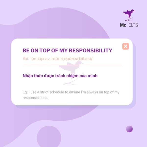 Vocabulary be on top of my responsibilities - Topic Memory