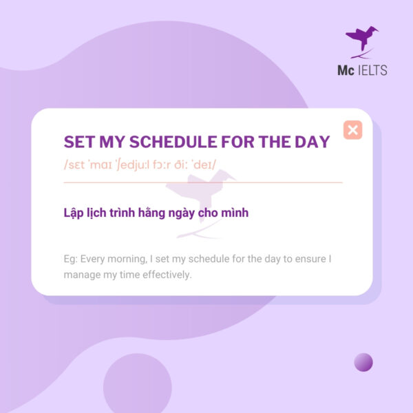 Vocabulary set my schedule for the day - Topic Memory