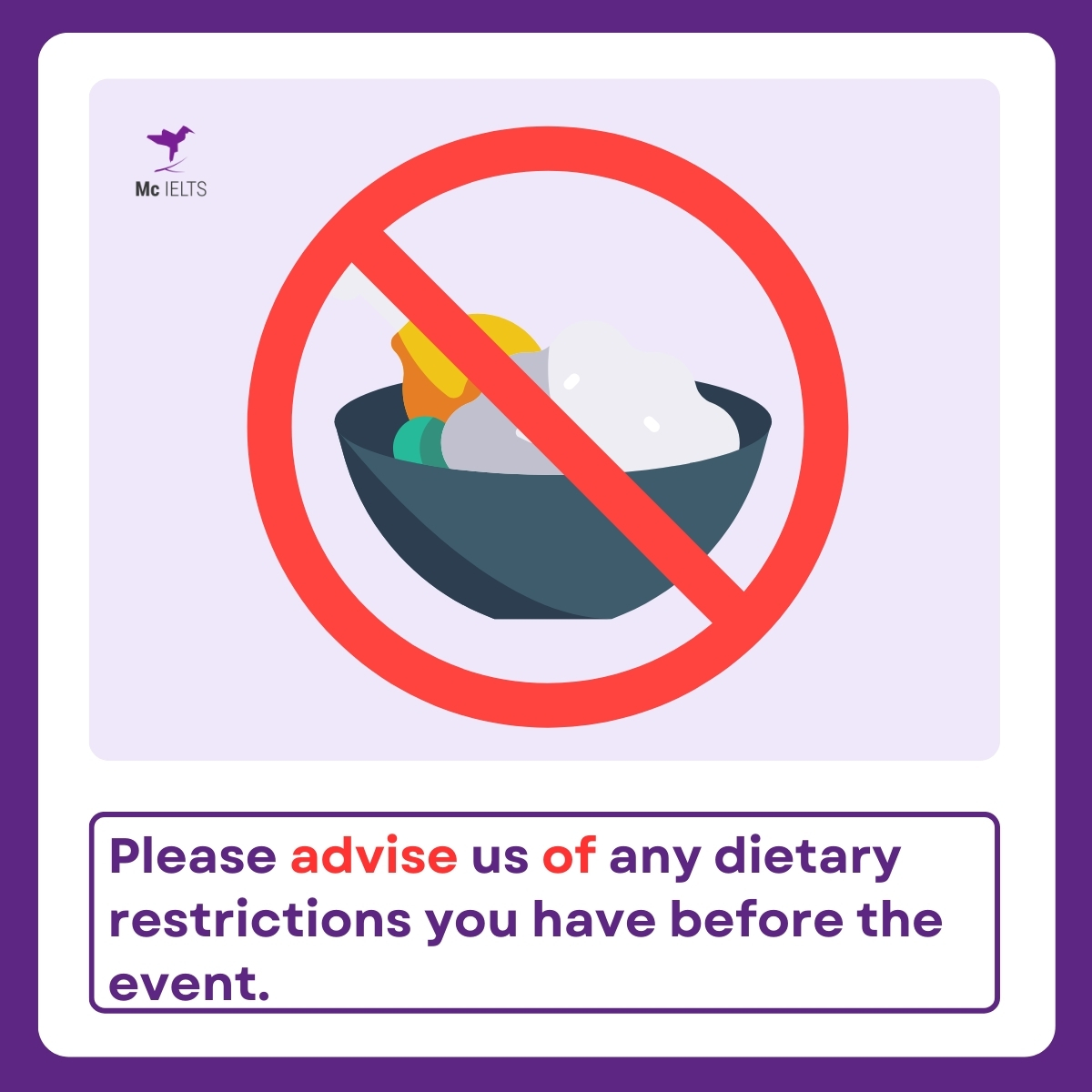 Advise (somebody) of something