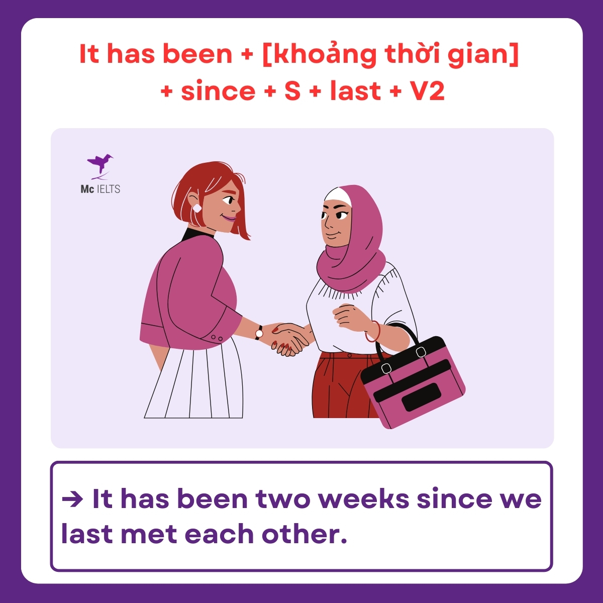 Ví dụ cấu trúc It has been + [khoảng thời gian] + since + S + last + V2