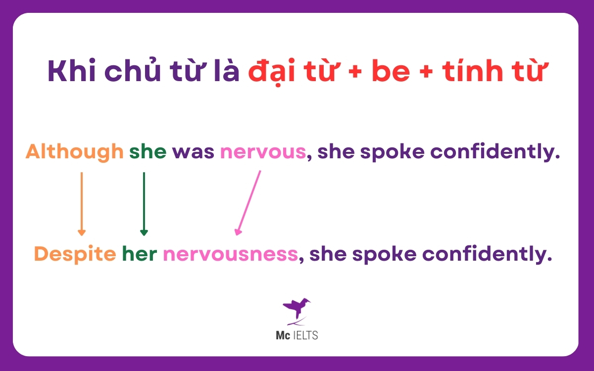 Khi chủ từ là đại từ + be + tính từ