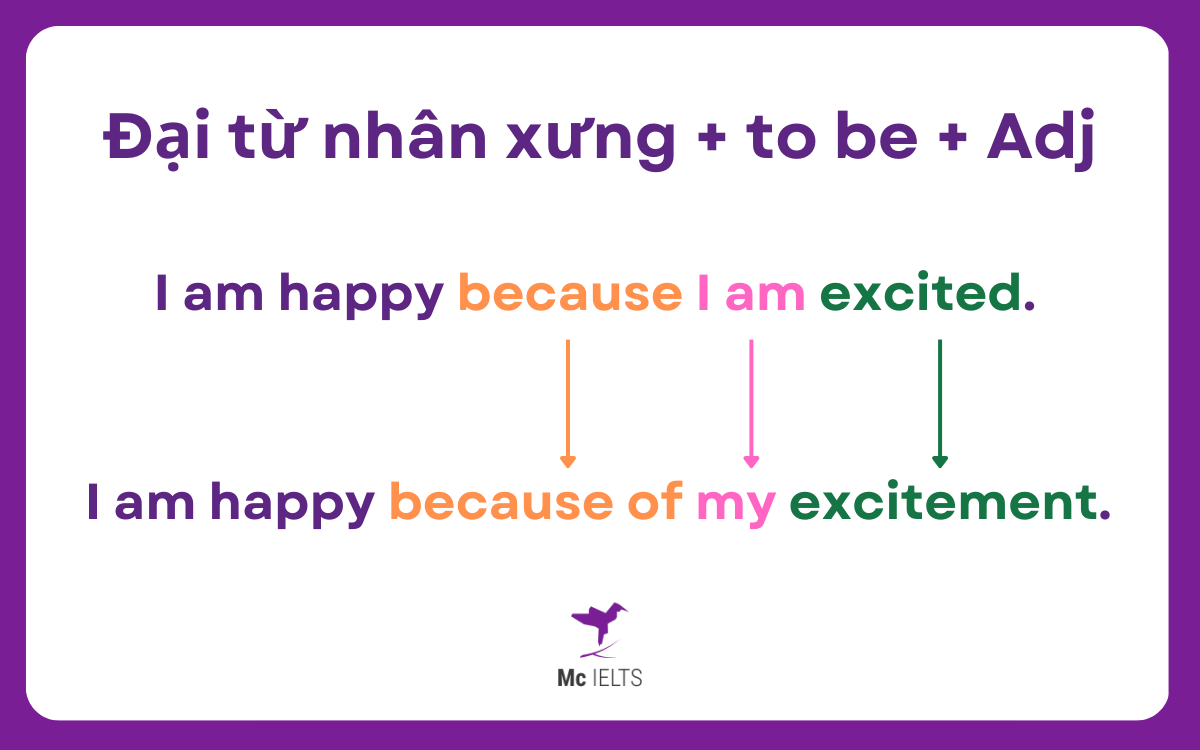Mệnh đề Because có dạng + to be + Adj