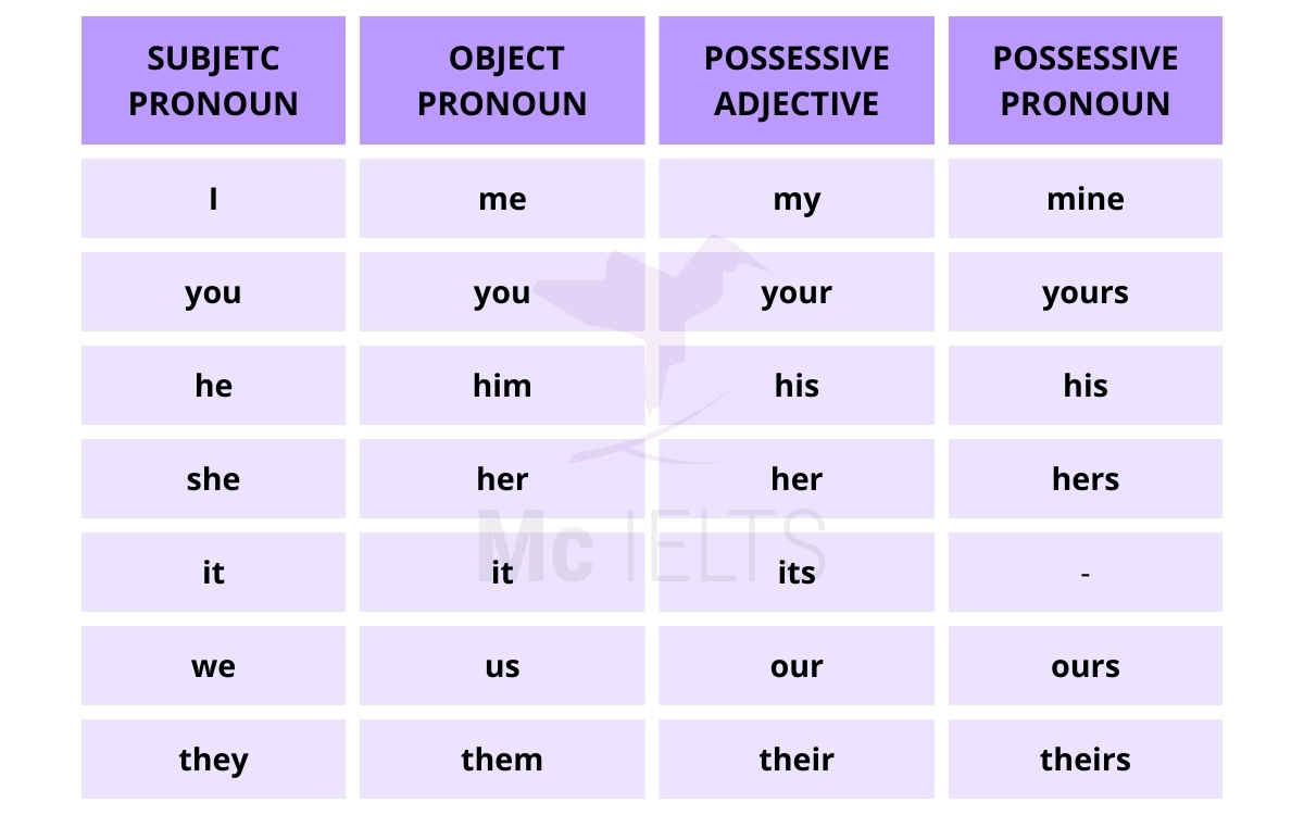 Phân loại những đại từ sở hữu tiếng Anh