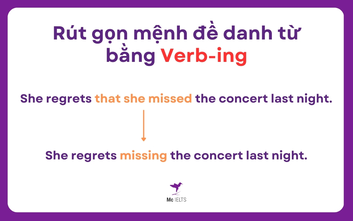 Rút gọn mệnh đề danh ngữ bằng Verb-ing