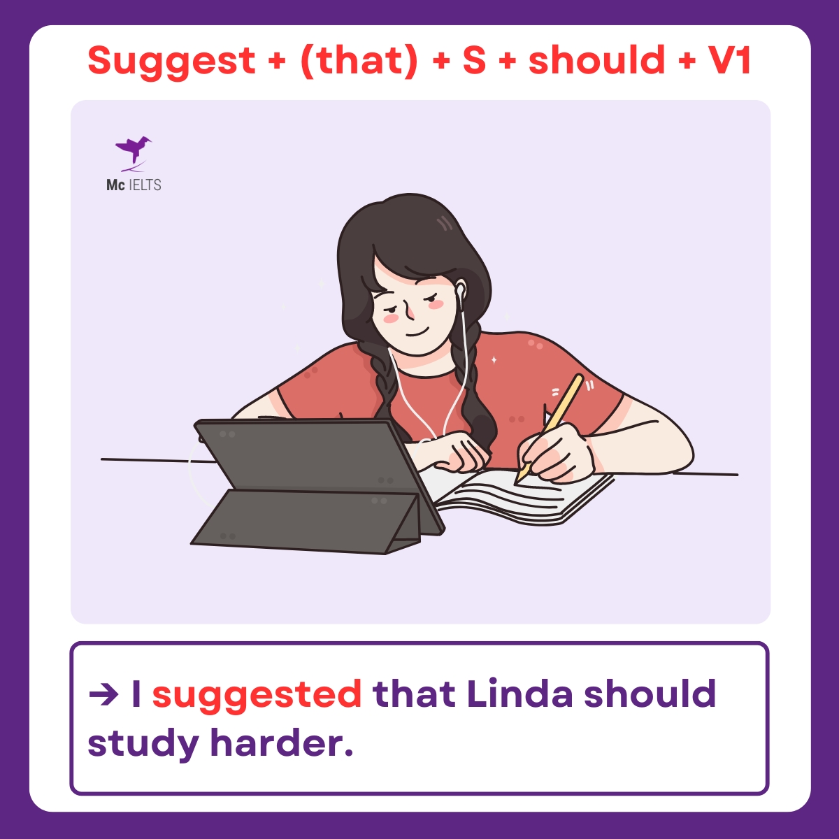 Sử dụng cấu trúc Suggest that should để khuyên nhủ một người (nhóm người) cụ thể