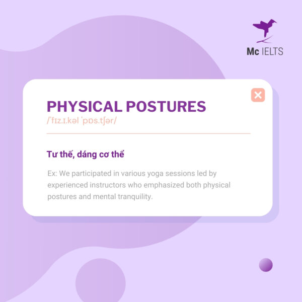 Vocabulary physical postures topic Weekend