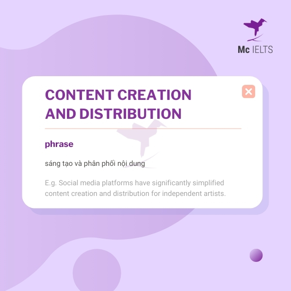 Vocabulary content creation and distribution topic Entertainment