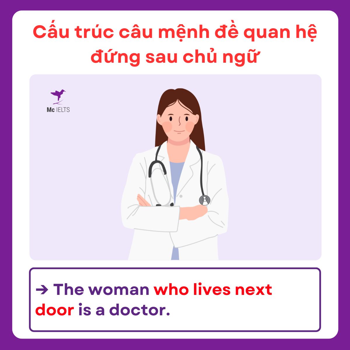 Ví dụ bài tập Relative clause đứng sau chủ ngữ